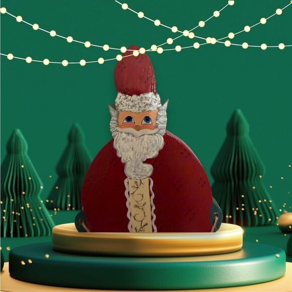 Vintage Santa hanging wall plaque handmade 1988 signed by Artist Christmas Decor - Picture 2 of 5